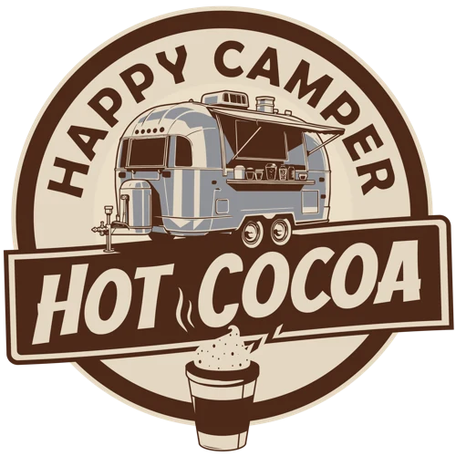 Happy Camper Hot Cocoa vintage camper logo
